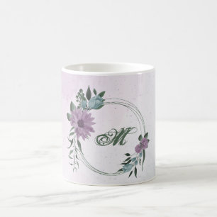 romantisches staubiges lila & blaues Blumenmuster Kaffeetasse
