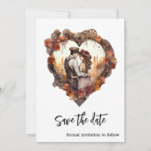 Romantisches Steampunk-Hochzeitsherz Save The Date (Vorderseite)