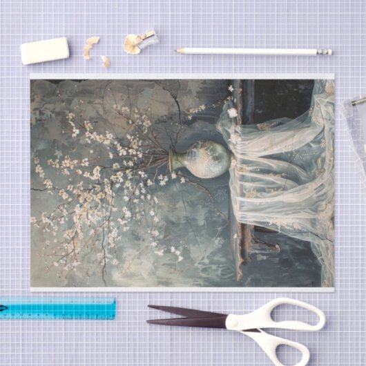 Romantisches Stillleben - Blumenzettel Seidenpapier (Handwerk)