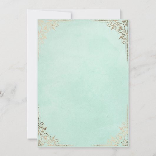 Romantisches Storybook Fairy Tale Wedding auf Aqua Einladung (Rückseite)