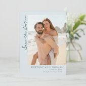 Romantisches Strandfoto in Pastell Save The Date (Stehend Vorderseite)