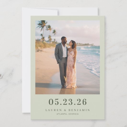 Romantisches Strandfoto Save The Date (Vorderseite)