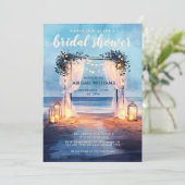 Romantisches Strandleben Twilight Ocean Brautparty Einladung (Stehend Vorderseite)