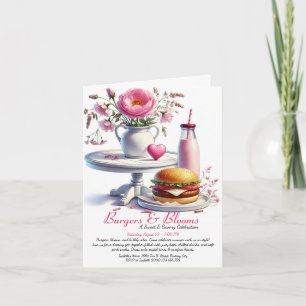 Romantisches Summer Partys Watercolor Burger & Pin Einladung