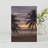 Romantisches Sunset Beach Brautparty Einladung (Stehend Vorderseite)