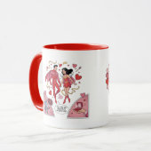 Romantisches Superhelden-Paar Valentinstag-Kaffeet Tasse (Vorderseite Links)