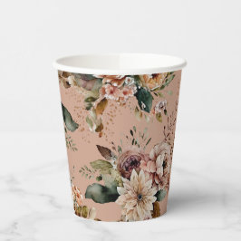 Romantisches Süß 16 | Dusty Peach Floral Geburtsta Pappbecher