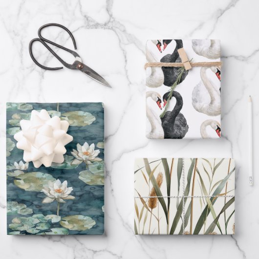 Romantisches Swans-Brautparty Geschenkpapier Set (Vorderseite)