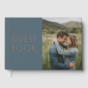 Romantisches Teal Elegantes Foto Gästebuch