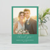 Romantisches Teal-Foto Dankeskarte (Stehend Vorderseite)