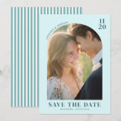 Romantisches Teal Klassisches Foto Save The Date (Vorne/Hinten)