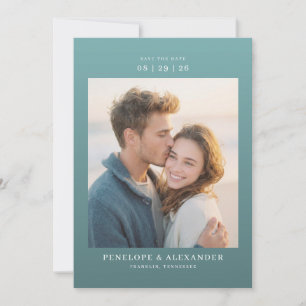 Romantisches Teal-Minimalist-Foto Save The Date