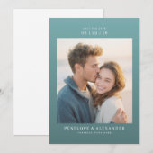 Romantisches Teal-Minimalist-Foto Save The Date (Vorne/Hinten)