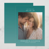 Romantisches Teal-Minimalist-Foto Save The Date (Vorne/Hinten)