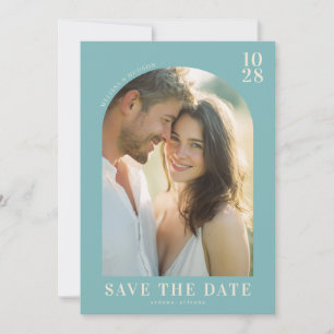 Romantisches Teal Minimalistisches Foto Save The Date