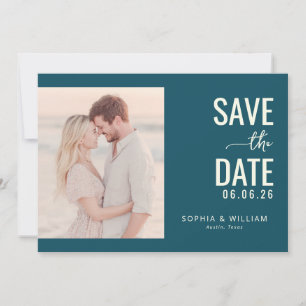Romantisches Teal-Minimalistisches Foto Save The Date