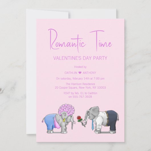 Romantisches Time Valentinstag Party Einladung (Vorderseite)