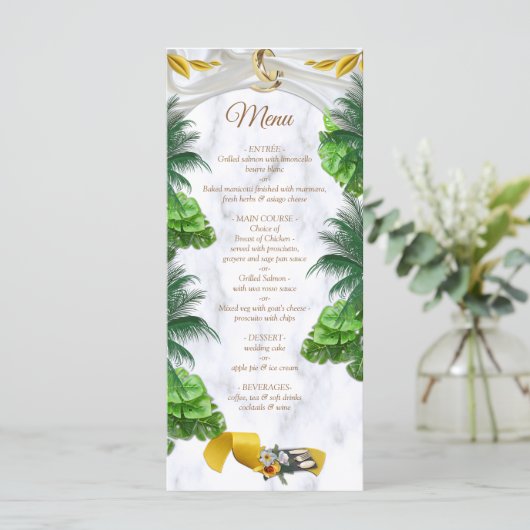 Romantisches Tropenmenü Menükarte (Stehend Vorderseite)