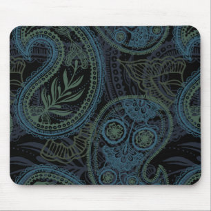 Romantisches Türkis-, Blaues u. Grünespaisley Mousepad