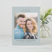 Romantisches Türkis Zeitgenössisches Foto Save The Date (Stehend Vorderseite)