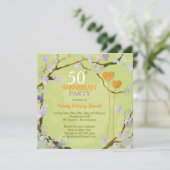 Romantisches Two Hearts 50-jähriges Party zum Hoch Einladung (Stehend Vorderseite)