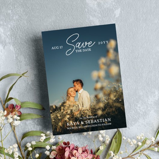 Romantisches Typografie-QR-Foto Save the Date