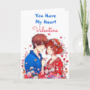 Romantisches und süßes Anime-Paar zum Valentinstag Karte