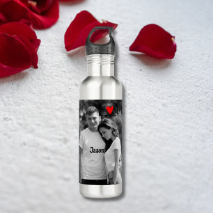 Romantisches Valentine Couple Foto I Red Heart U N Edelstahlflasche