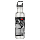 Romantisches Valentine Couple Foto I Red Heart U N Edelstahlflasche (Vorderseite)
