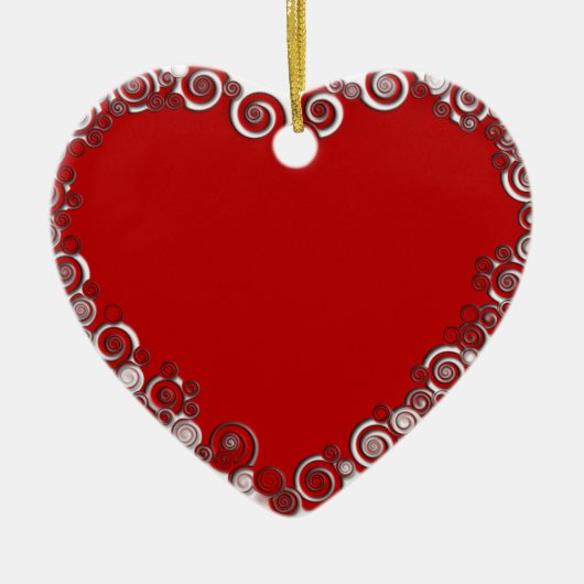 Romantisches Valentine-Liebe-Herz-Rot Keramik Ornament (Vorne)
