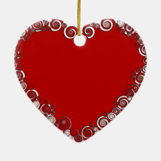 Romantisches Valentine-Liebe-Herz-Rot Keramik Ornament (Hinten)