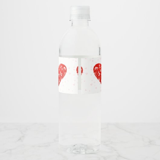 Romantisches Valentinherz Wasserflaschenetikett (Rückseite)