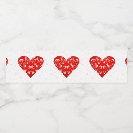 Romantisches Valentinherz Wasserflaschenetikett (Einzelnes Label)