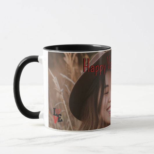 Romantisches Valentinisches Foto mit Namen & Datum Tasse (Links)