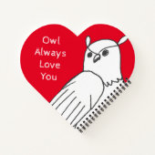 Romantisches Valentinisches Rotes Weißes Owl Notizblock (Rückseite)