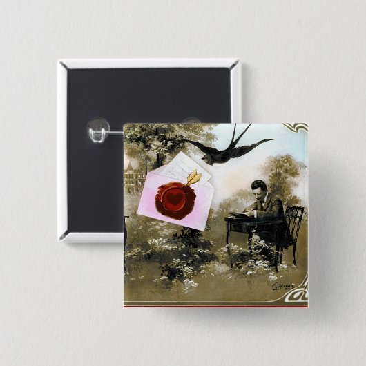 ROMANTISCHES VALENTINSCHREIBEN, ROTWACHS-SIEGEL BUTTON (Vorne & Hinten)