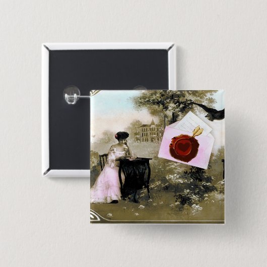 ROMANTISCHES VALENTINSCHREIBEN, ROTWACHS-SIEGEL BUTTON (Vorne & Hinten)