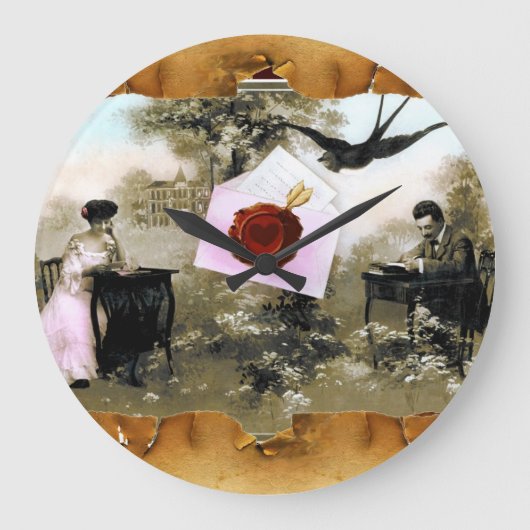 ROMANTISCHES VALENTINSCHREIBEN, ROTWACHS-SIEGEL GROßE WANDUHR (Vorderseite)