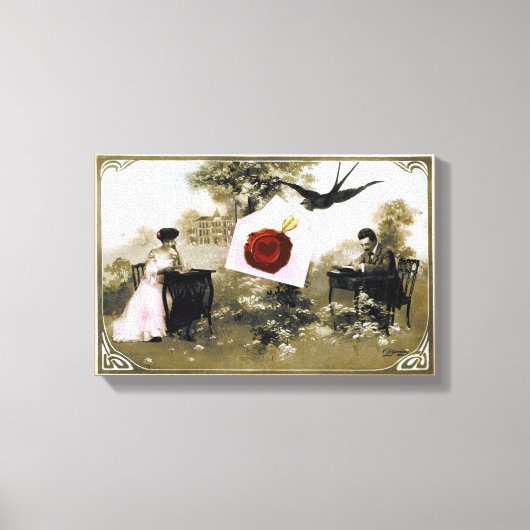 ROMANTISCHES VALENTINSCHREIBEN, ROTWACHS-SIEGEL LEINWANDDRUCK (Vorderseite)