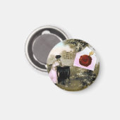 ROMANTISCHES VALENTINSCHREIBEN, ROTWACHS-SIEGEL MAGNET (Vorderseite/Rückseite)