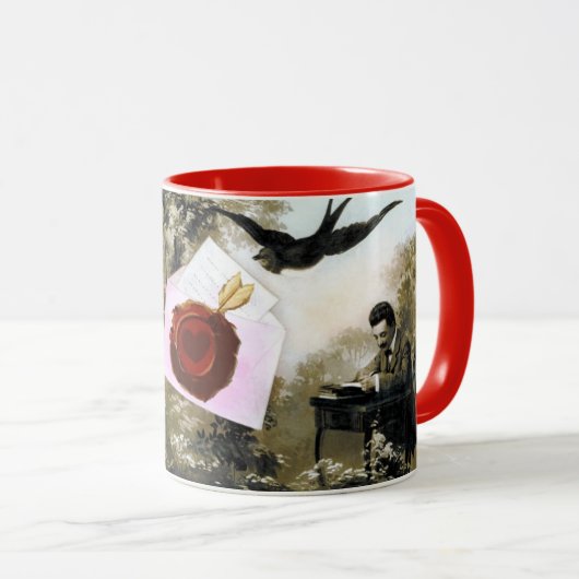 ROMANTISCHES VALENTINSCHREIBEN, ROTWACHS-SIEGEL TASSE (VorderseiteRechts)