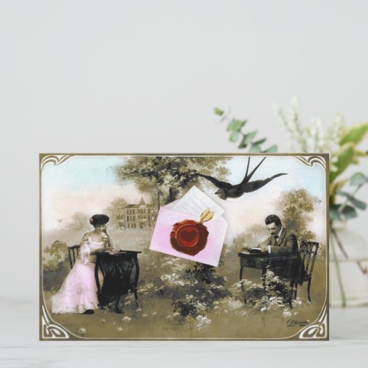 ROMANTISCHES VALENTINSCHREIBEN, ROTWACHSTUM SIEGEL BRIEFPAPIER (Stehend Vorderseite)