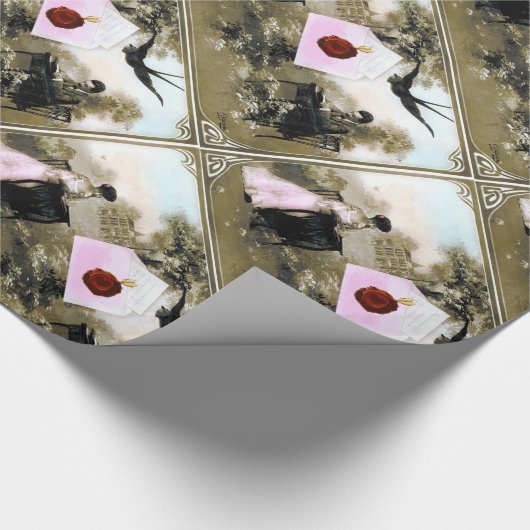 ROMANTISCHES VALENTINSCHREIBEN, ROTWACHSTUM SIEGEL GESCHENKPAPIER (Ecke)