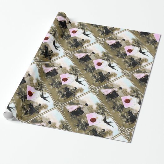 ROMANTISCHES VALENTINSCHREIBEN, ROTWACHSTUM SIEGEL GESCHENKPAPIER (Ungerollt)