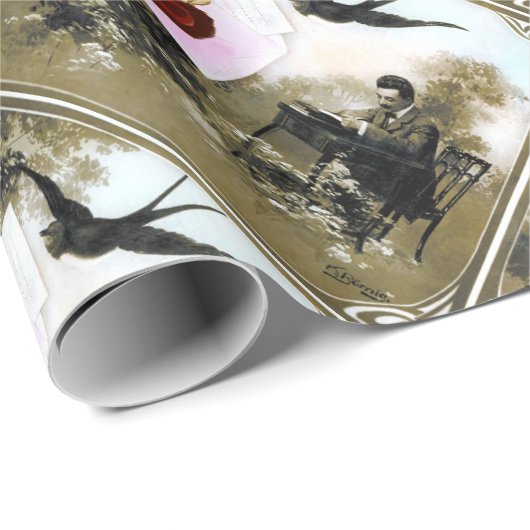 ROMANTISCHES VALENTINSCHREIBEN, ROTWACHSTUM SIEGEL GESCHENKPAPIER (Rolleneckpunkt)