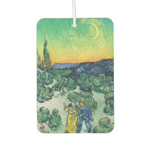 Romantisches Van-Gogh-Paar unter dem Mond wandelt Autolufterfrischer