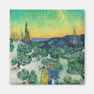 Romantisches Van-Gogh-Paar unter dem Mond wandelt Magnet