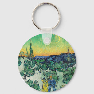 Romantisches Van-Gogh-Paar unter dem Mond wandelt Schlüsselanhänger