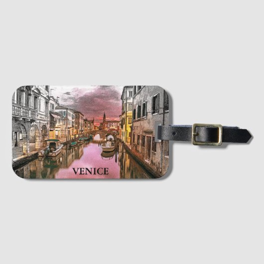 Romantisches Venedig Italien Gondelbahn Gepäckanhänger (Vorderseite (Horizontal))