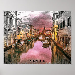 Romantisches Venedig Italien Gondelbahn Poster